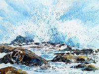 "Pounding Surf" in Watercolor