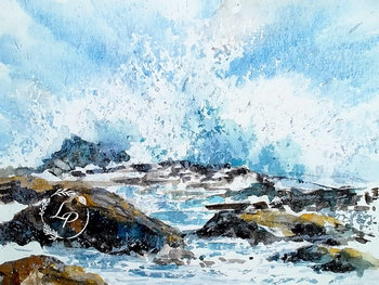 "Pounding Surf" in Watercolor