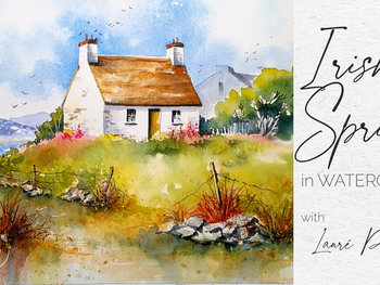 "Irish Spring" Cottage Landscape in Watercolor
