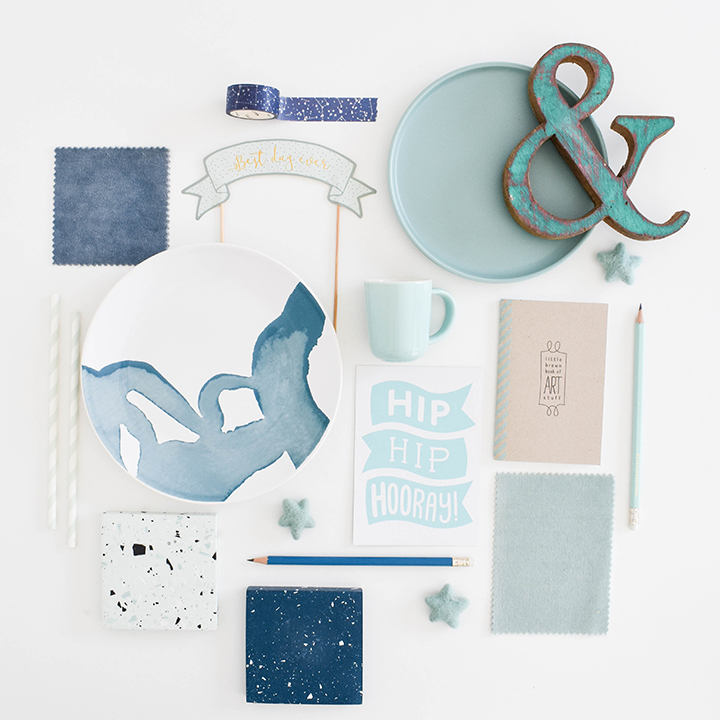 art and craft materials on a desktop