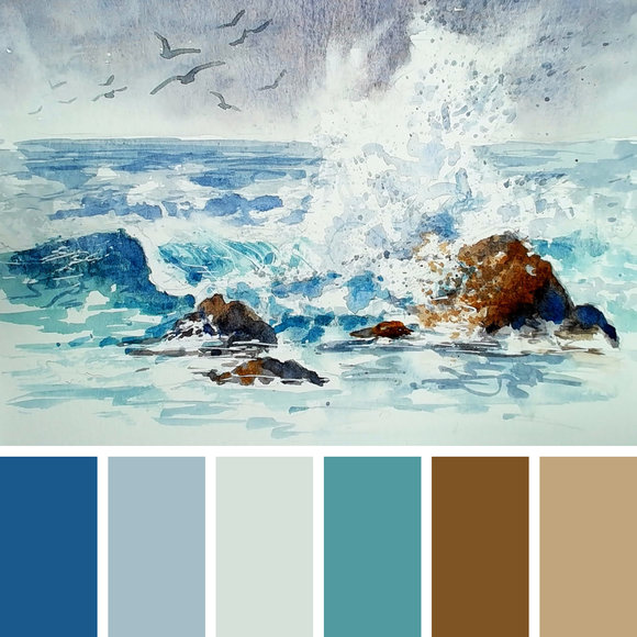 "Breakers!" Watercolor Seascape by Lauré Paillex 2023
