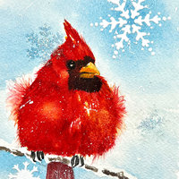 "Winter's Rest" Cardinal in Watercolor