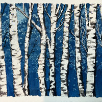 "Snowy Birches" Mixed Media Cards