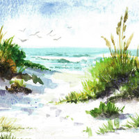 "Wind-swept Dunes" in Watercolor