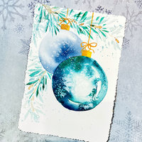 "Holiday Ornaments Greetings" in Watercolor