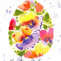 "Easter Pansies" in Watercolor