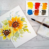 "A Splash of Sunshine" Sunflower in Watercolor