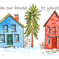 "Village Houses" in Watercolor & Pen