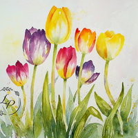 "My Tulip Garden" in Watercolor