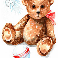 "A Christmas Bear" in Watercolor