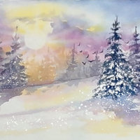 "Snowy Landscapes" in Watercolor