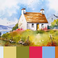 "Irish Spring" Cottage Landscape in Watercolor