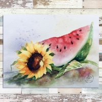 "Watermelon & Sunflower" Still Life