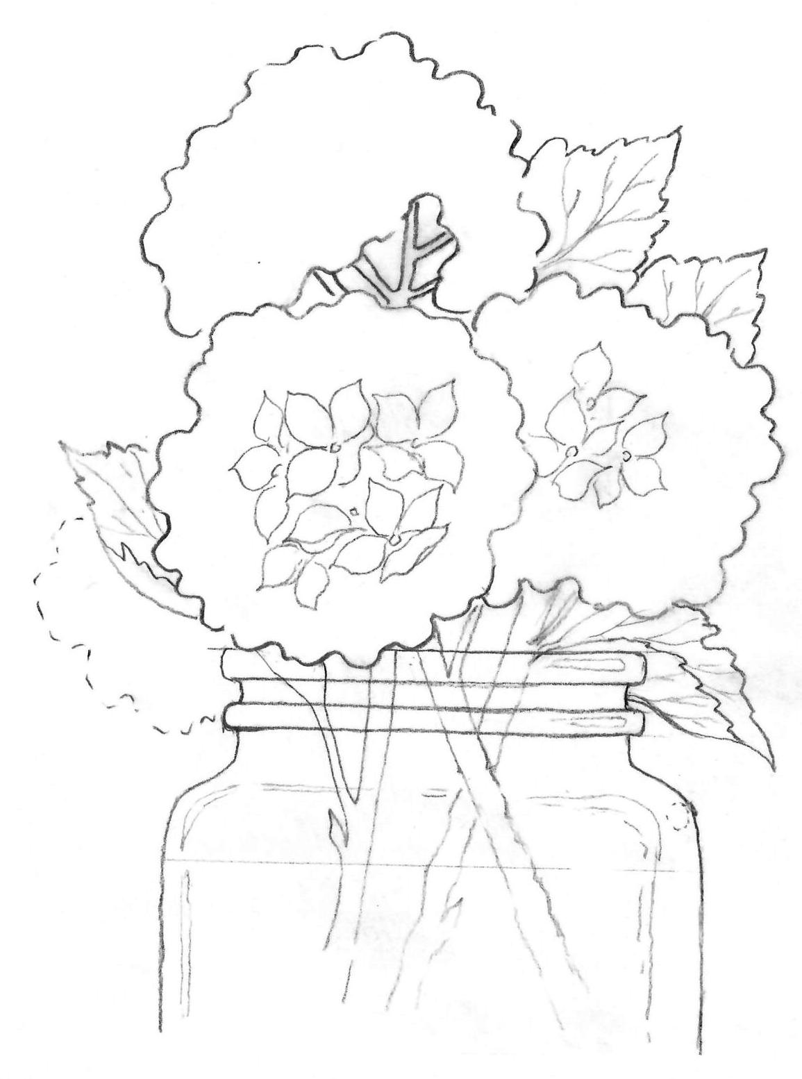"Hydrangeas in a Glass Jar"