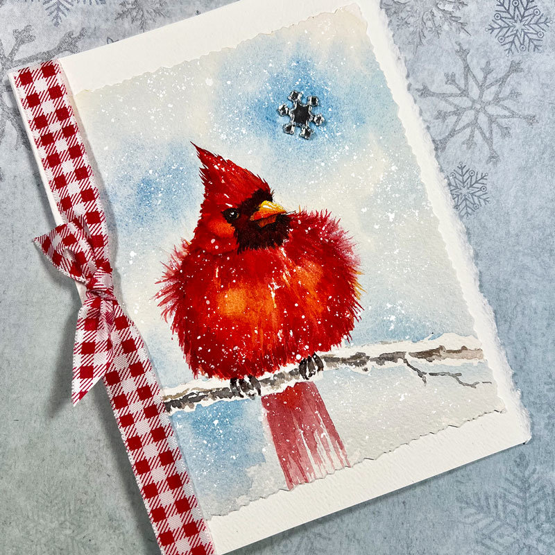 "Winter's Rest" Cardinal in Watercolor