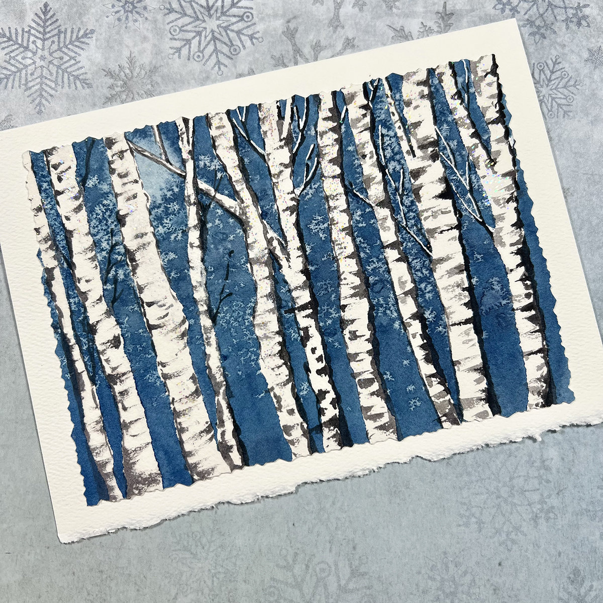 "Snowy Birches" Mixed Media Cards