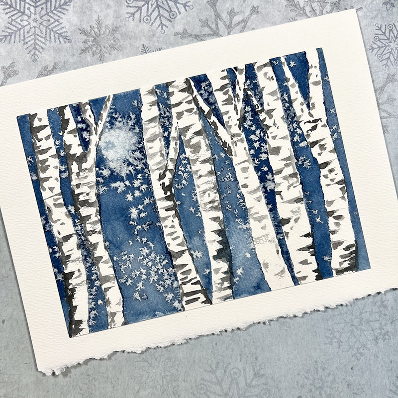 "Snowy Birches" Mixed Media Cards