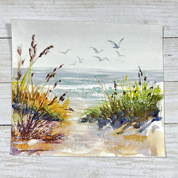 "Wind-swept Dunes" in Watercolor