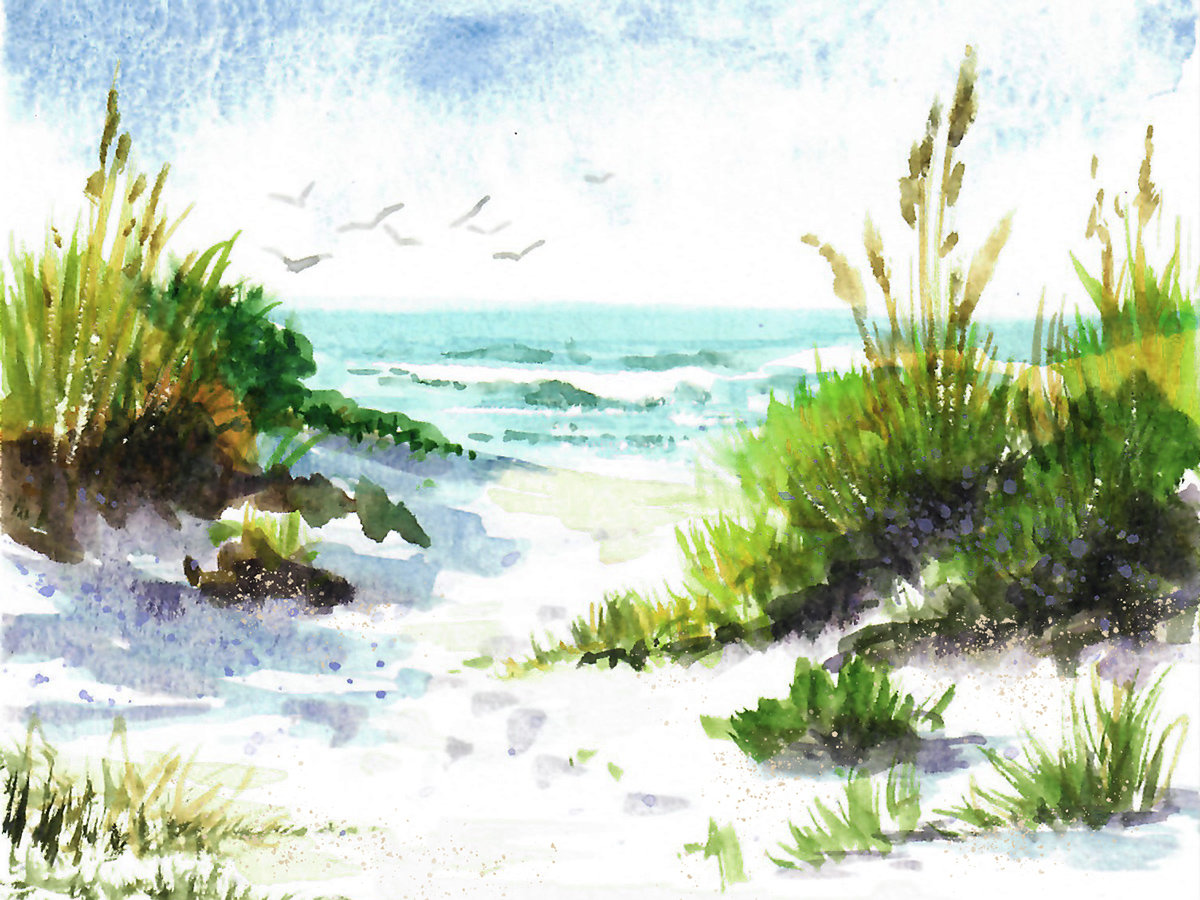 "Wind-swept Dunes" in Watercolor