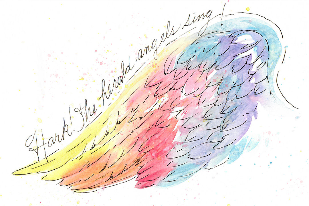 "Angel Wings" in Watercolor & Pen