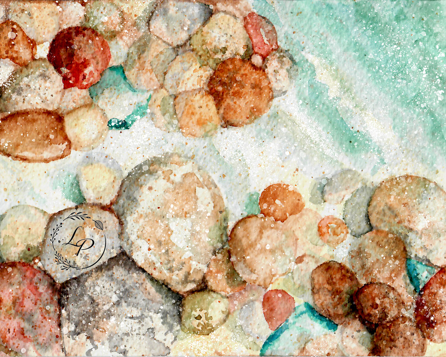 "Bubble Beachstones" in Watercolor