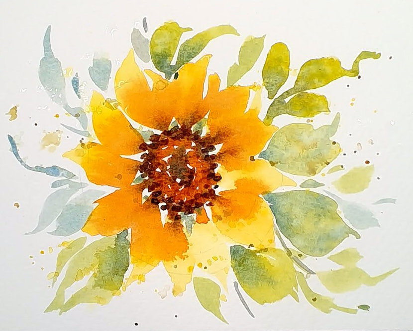 "A Splash of Sunshine" Sunflower in Watercolor