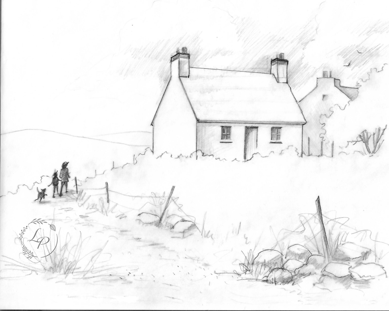 "Irish Spring" Cottage Landscape in Watercolor