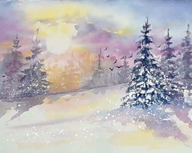 "Snowy Landscapes" in Watercolor