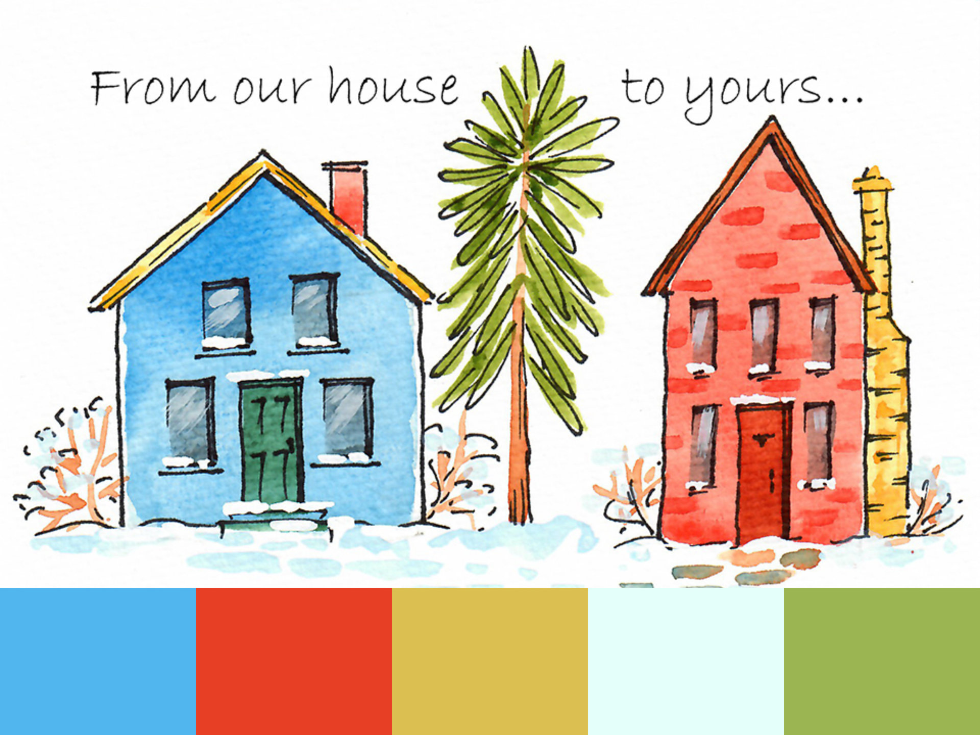 "Village Houses" in Watercolor & Pen