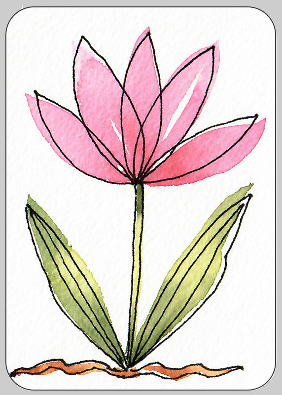 "Modern Line & Wash" in Pen & Watercolor
