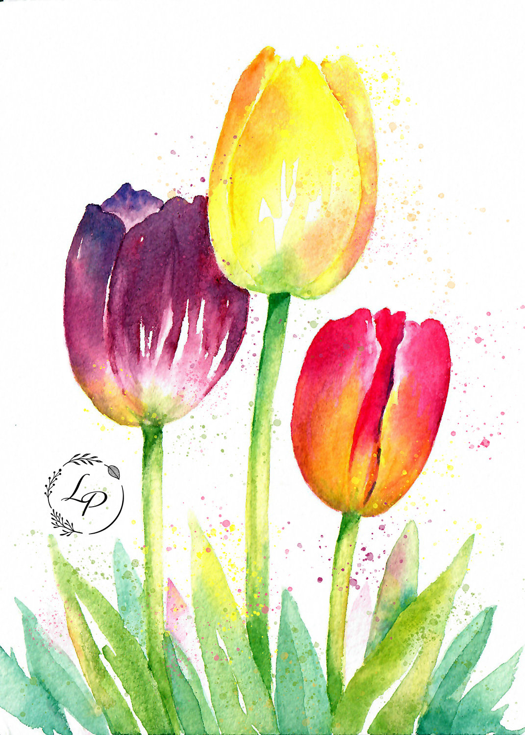 "My Tulip Garden" in Watercolor