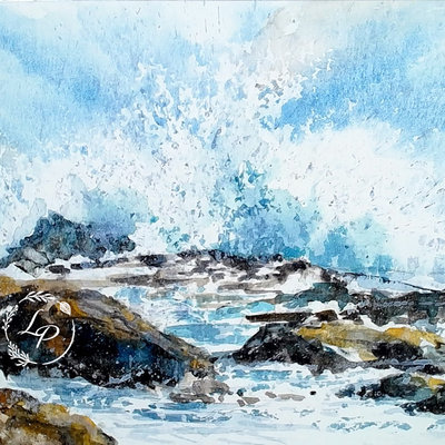 "Pounding Surf" in Watercolor