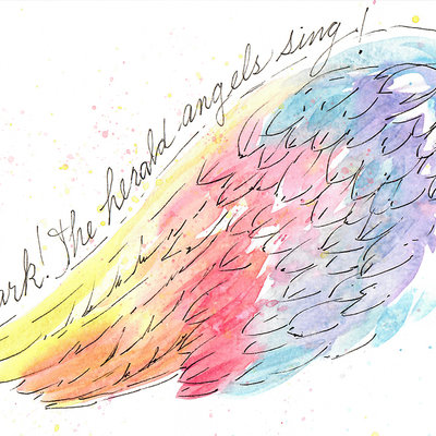 "Angel Wings" in Watercolor & Pen