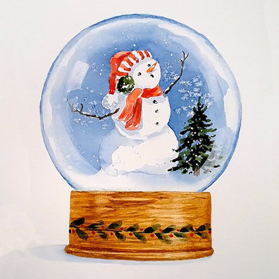 "Winter Snow Globe" in Watercolor