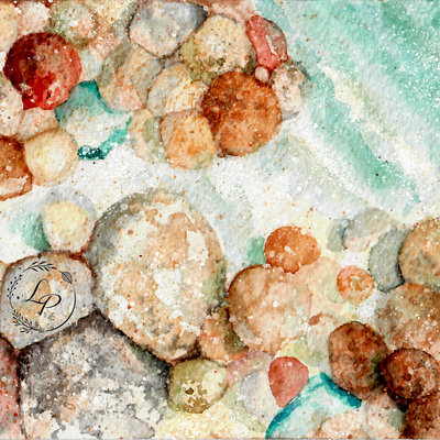 "Bubble Beachstones" in Watercolor