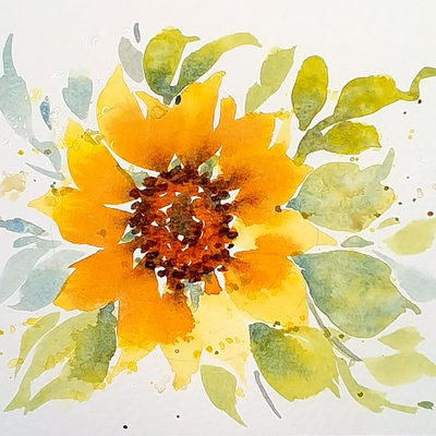 "A Splash of Sunshine" Sunflower in Watercolor