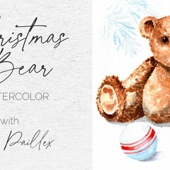 "A Christmas Bear" in Watercolor