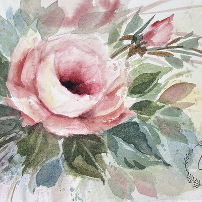 "Laura's Rose" in Watercolor