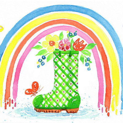 "Rainy Days & Rainbows" Cute Illustrations